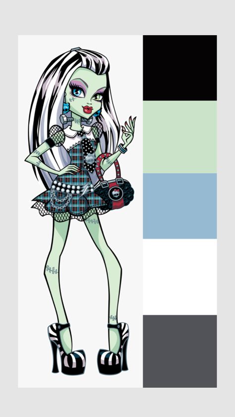 Frankie Stein Color Palette #frankiestein #monsterhigh #colorpalette Monster High Halloween Costumes, Monster High Halloween, Monster High Cosplay, Monster High Costume, Frankie Stein, Monster High Art, Monster High Characters, Halloween Monster, Monster High Doll