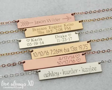 Etsy Mom necklace, new mom jewelry, mom necklace with kid name, personalized necklace for mom, Personaliz Girlfriend Necklace Gift, Personalized Bar Necklace, Necklace With Kids Names, Bar Necklace Gold, Cactus Necklace, Custom Bar Necklace, Rose Gold Bar, Bar Necklace Personalized, Silver Bar Necklace