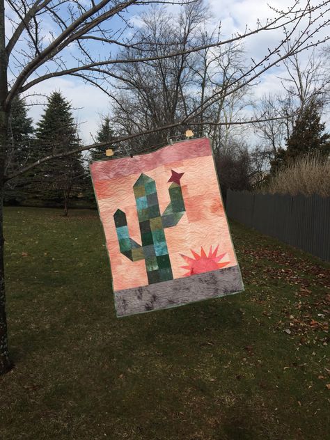 Cactus Quilt Pattern Free, Plant Quilt Pattern, Cactus Quilt Pattern, Desert Quilt, Plant Quilt, Cactus Quilt, Photo Memory Quilt, American Quilts Patterns, Aztec Quilt