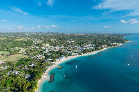 Gorgeous view of Holetown on the west coast of Barbados. St James Barbados, Barbados Resorts, Barbados Travel, St James, Island Home, Gorgeous View, Turquoise Water, Caribbean Islands, Tropical Garden