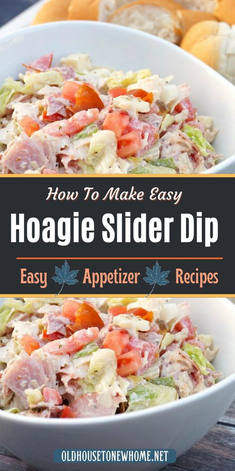 Hoagie Slider Dip Italian Hoagie Dip, Hoagie Dip, Italian Hoagie, Different Meats, Sweet Peppers, Sliced Ham, Party Appetizers, Easy Appetizer Recipes, Meat And Cheese