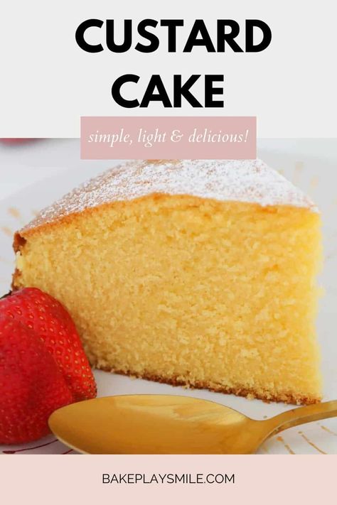 Bake Play Smile Recipes, Custard Sponge Cake Recipe, Simple Tea Cake Recipe, Custard Powder Cake Recipe, Custard Powder Cake, Recipes With Custard Powder, Vanilla Custard Cake Recipe, Cake And Custard, Custard Cupcakes