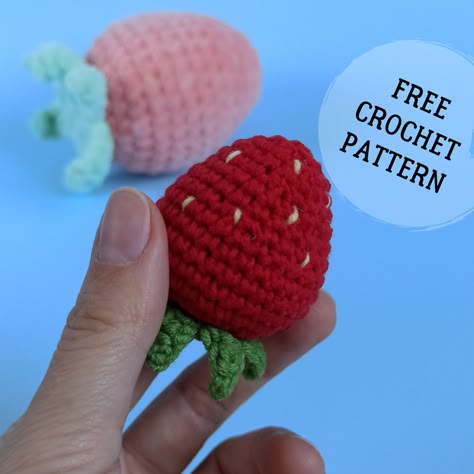 Tiny Strawberry Crochet Pattern, Small Strawberry Crochet Pattern, Mini Strawberry Crochet Pattern, Crochet Strawberry Car Hanging, Crochet Strawberry Keychain Pattern, Crochet Strawberry Keychain Pattern Free, Crochet Keychain Strawberry, Crochet Strawberry Amigurumi, Free Strawberry Crochet Pattern