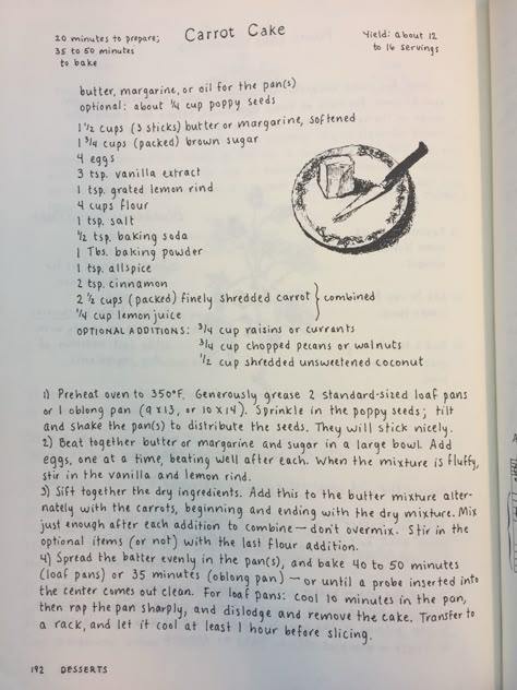 Carrot Cake (Moosewood Cookbook) Moosewood Cookbook, Scrapbook Recipe Book, Scrapbook Recipe, Cottagecore Recipes, Recipe Book Ideas, Homemade Recipe Books, Recipe Book Design, Diy Cookbook, Recipe Notebook