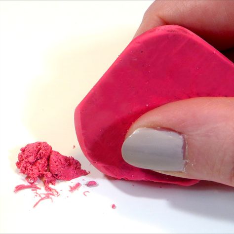 molding a kneaded eraser from a regular, red eraser How To Make A Kneaded Eraser, Diy Kneaded Eraser, How To Make A Needed Eraser, How To Make Erasers, How To Make Putty, Kneadable Eraser, Kneaded Eraser, Sketches Tutorial, Creative Arts And Crafts