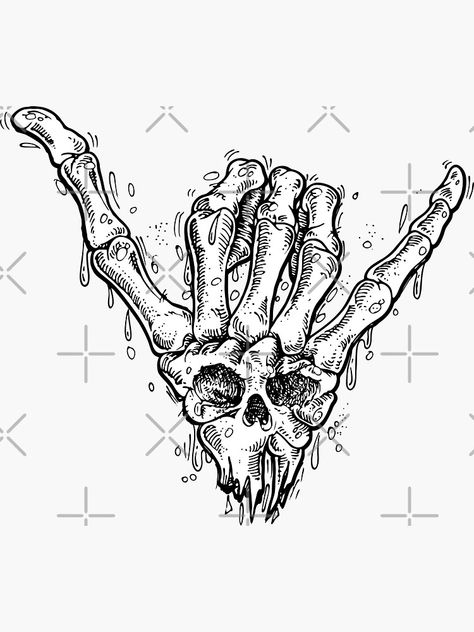 "Shaka Hang Loose Skull" Sticker for Sale by D4mon | Redbubble Skull Sticker, Hang Loose, Decorative Accessories, For Sale