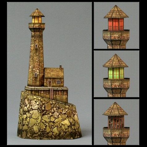 Architecture Papercraft: Haunted Lighthouse | Tektonten Papercraft Haunted Lighthouse, Paper Buildings, House Models, Paper Architecture, House Template, Spooky House, Glitter Houses, Cardboard House, Putz Houses