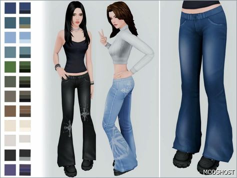 Download Grunge Bell – Bottom Jeans for Female V1 for Sims 4 at ModsHost NOW! Bell bottom jeans for female, version 1 without belt. Type: Bottoms Recoloring Allowed: Yes #gaming #female #everyday #bottoms #sims4cc #videogames #sims Belt Cc Sims 4, Sims 4 80s Clothes, Female Jeans Sims 4, Sims 4 Cc Comfy Clothes, Thesimsresource Clothes, Jeans Sims 4 Cc, Cc Clothing, Ts4 Mods, Sims 4 Tattoos