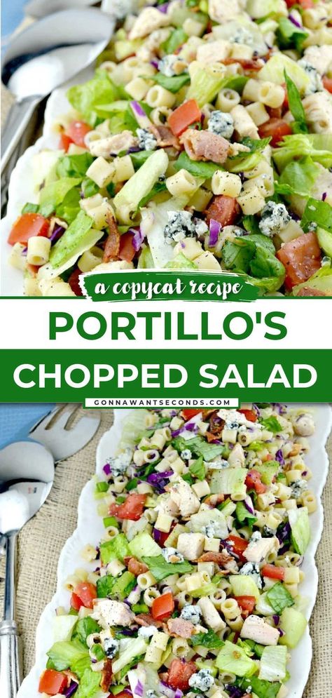 Portillos Chopped Salad, Chopped Salad Recipes Copycat, Sweet Italian Dressing, Chopped Salad Dressing, Pasta Bacon, Cat Side, Best Salads Ever, Chopped Salads, Chopped Salad Recipes