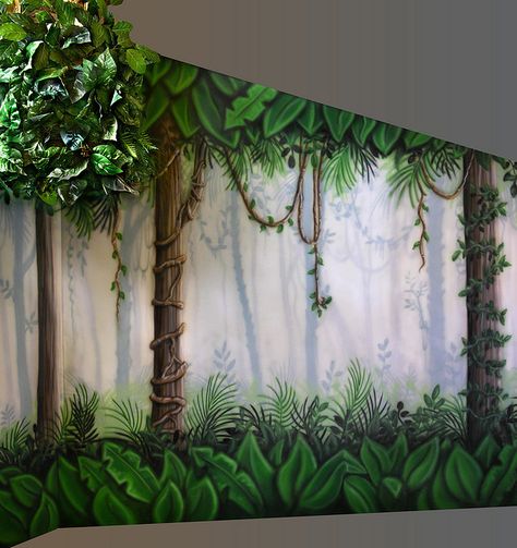 Rainforest mural other side of room by avalonsculpture, via Flickr Rainforest Mural, Bedroom Jungle, Jungle Bedroom, Forest Room, Jungle Decorations, Jungle Mural, Deco Jungle, Forest Mural, Jungle Room