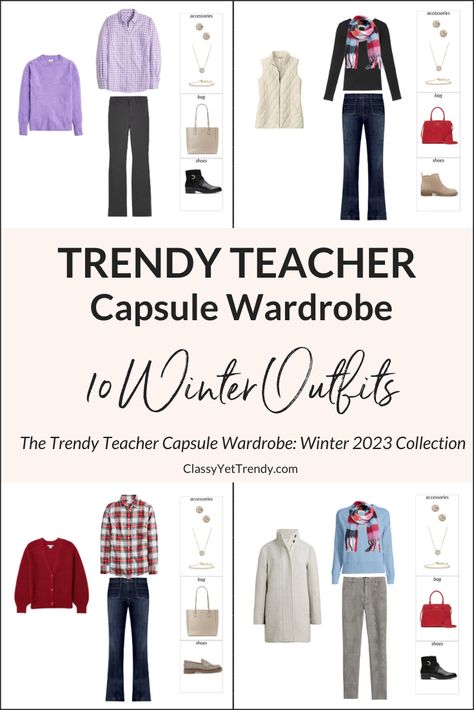 Trendy Teacher Winter 2023 Capsule Wardrobe Sneak Peek + 10 Outfits - Classy Yet Trendy Capsule Wardrobe Teacher, Teacher Winter Outfits, Teacher Capsule Wardrobe, Capsule Wardrobe Winter, Casual Capsule Wardrobe, Winter Teacher Outfits, Capsule Wardrobe Women, Neutral Capsule Wardrobe, Black Pants Outfit