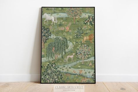 Owl & Willow, William Morris Print, Exhibition Poster, Textile Wall Art, Art Nouveau Print, Large Wall Art Canvas 125 - Etsy Australia Dark Forest Witch, Rory Room, Bedroom Concept, Palette Green, Print Exhibition, Spring Illustration, Dark History, Living Room Refresh, Forest Witch