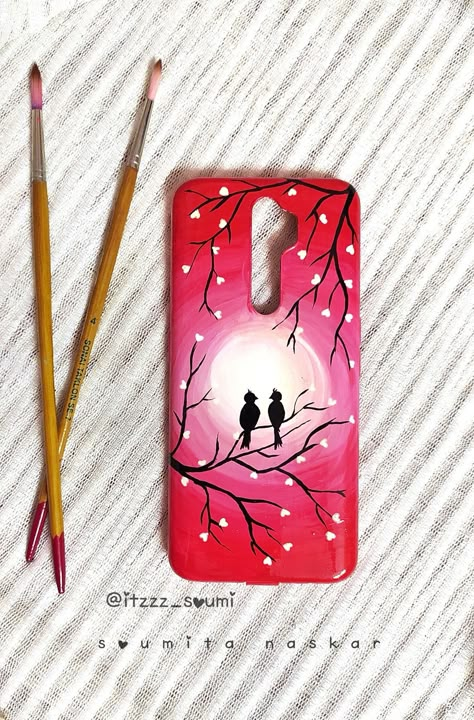 Mobile back cover painting using acrylic colour.. Mobile Cover Drawing Ideas, Cute Mobile Cover Painting Ideas, Mobile Back Cover Painting, Phone Back Cover Painting Ideas, Mobile Cover Painting Ideas, Cover Painting Ideas, Mobile Cover Painting, Handmade Mobile Cover, Phone Cover Painting