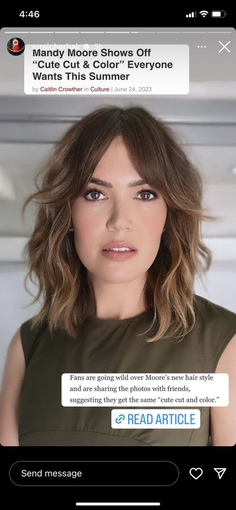 Mandy Moore This Is Us Hair, Mandy Moore Curtain Bangs, Mandy Moore Bangs, Mandy Moore Short Hair, Mandy Moore Hair, Hair Cut Ideas, Mandy Moore, Haircut And Color, Cute Cuts