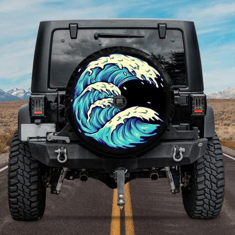 Spare Tire Cover, Ocean Waves, Jeep Tire Cover, Sea Ocean Car accessories for surfers, Jeep girl, Jeep Accessories, Beach vibe – Daymira™ Wear For Everyday Pleasant Rum Runner, Jeep Tire Cover, Waves Design, Accessories Beach, Pontiac Fiero, Jeep Ideas, Dream Cars Jeep, Pismo Beach, Spare Tire Covers