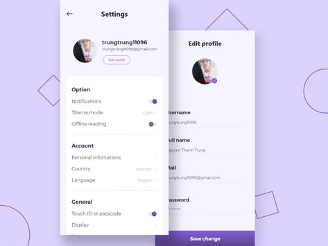 Daily UI #007 | Setting by Trung Trung on Dribbble Photoshop Shortcut, Ui Ux 디자인, Ui Design Trends, Presentation Design Layout, App Interface Design, Sketch App, Daily Ui, Change Language, App Interface