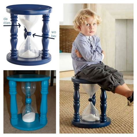 DIY Sand Hourglass Time Out Chair With Plastic Drink Bottles Time Out Stool, Time Out Chair, Fun Room, Hourglasses, Kids Fun, A Chair, Time Out, Future Kids, Diy Woodworking