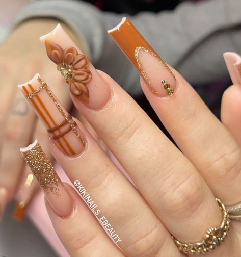 Brown Acrylic Nails, Halloween Acrylic Nails, Diy Acrylic Nails, Colored Acrylic Nails, Girly Acrylic Nails, Classy Acrylic Nails, Fall Acrylic Nails, Short Square Acrylic Nails, Acrylic Nails Coffin Pink