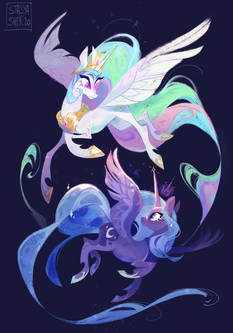 Celestia And Luna, My Little Pony Princess, My Little Pony Wallpaper, My Lil Pony, Mlp Fan Art, My Little Pony Comic, Princess Celestia, Princess Luna, My Little Pony Characters