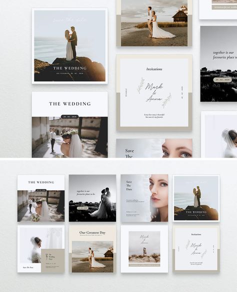 Wedding Instagram Template, Instagram Feed Wedding, Wedding Social Media Post Design, Minimal Social Media Post, Wedding Instagram Post, Wedding Photography Templates, Wedding Minimal, Wedding Graphic Design, Wedding Layout