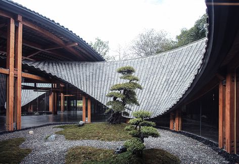 Bamboo Pavilion, Arch Art, Architecture Cool, Building Types, Sichuan Province, Sloping Roof, Bamboo Architecture, Asian Architecture, Roof Architecture