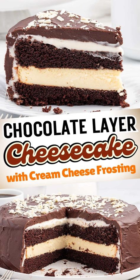 Moist Chocolate Cakes, Layer Cheesecake, Tiered Cake, Favorite Dessert Recipes, Chocolate Cakes, Moist Chocolate Cake, Mini Cheesecakes, Creamy Chocolate, Chocolate Cheesecake