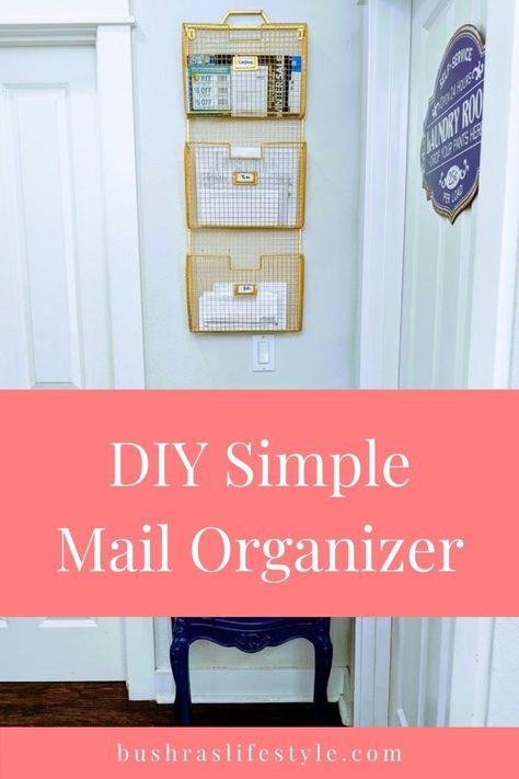 Mail Organization Station Entryway, Mail Sorting Station Diy, Wall File Organizer Diy, Diy Hanging File Organizer, Countertop Mail Organizer, Mail Area In Home, Diy Mail Organizer Wall Dollar Tree, Mail Wall Organizer Ideas, Mail Station Ideas