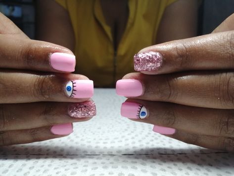 Pink Evil Eye Nails, Pink Evil Eye, Evil Eye Nails, Tips Nails, Eye Nails, Nails Only, Nails Pink, Gorgeous Nails, Mani Pedi