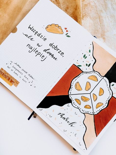 Polish Pierogi, March Bullet Journal, Plan With Me, Bullet Journal Themes, Journal Themes, Simple Doodles, Dumplings, Sweet Home, Bullet Journal