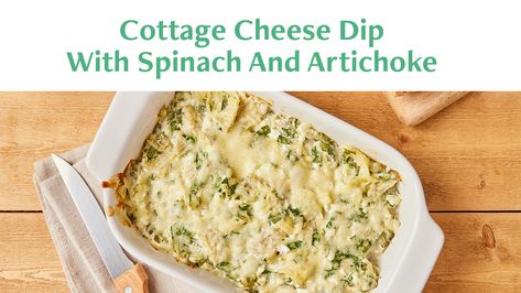 Spinach Artichoke Dip With Cottage Cheese, Cottage Cheese Dip, Cottage Cheese Dips, Nonfat Greek Yogurt, Spinach Artichoke Dip, Artichoke Hearts, Spinach Artichoke, Spinach And Cheese, Breakfast Snacks