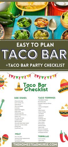 Fun Taco Bar Ideas, Taco Bar Appetizers Parties, Taco For Party, Taco Bar Party Side Dishes, Nacho Bar Reception, Taco Bar Easy, Taco Buffet Wedding Receptions, Taco Fajita Bar, Nacho Average Christmas Party