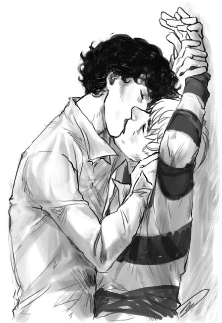 time to go to bed the-jewellers-hands: could you please draw Sherlock pinning John’s hands against a wall above him and kissing him? :D Johnlock Fanart, Sherlock Holmes John Watson, John Lock, Sherlock Art, Watson Sherlock, Benedict And Martin, Sherlock Holmes Bbc, Sherlock 3, Sherlock Fanart