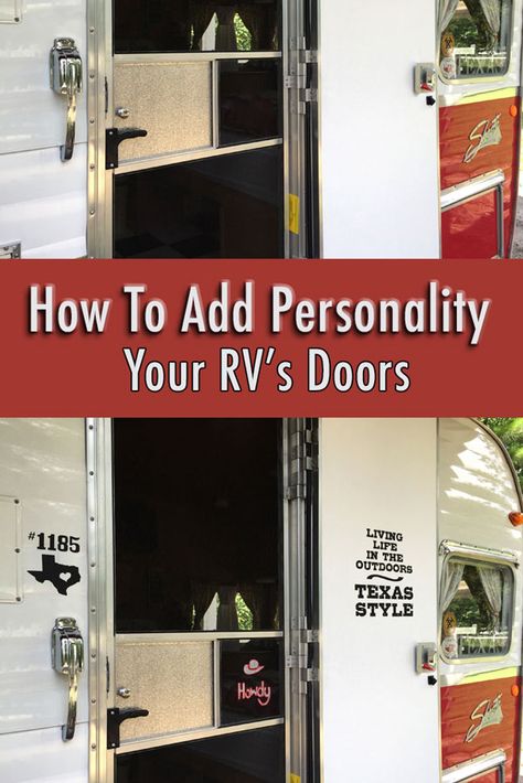 Decorating Your Camper's Doors – Mrs Padillys Travels Trailer Hacks, Rv Screen Door, Bell Tent Camping, Glamping Trailer, Dream Camper, Travel Trailer Living, Camper Interior Design, Rv Door, Outdoors Style