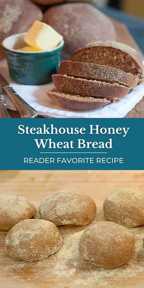 Longhorn Bread Recipe, Longhorn Steakhouse Bread Recipe, Steakhouse Bread Recipe, Honey Wheat Bread Recipe, Steakhouse Bread, Dark Bread, Steakhouse Recipes, Honey Wheat Bread, Baked Breads