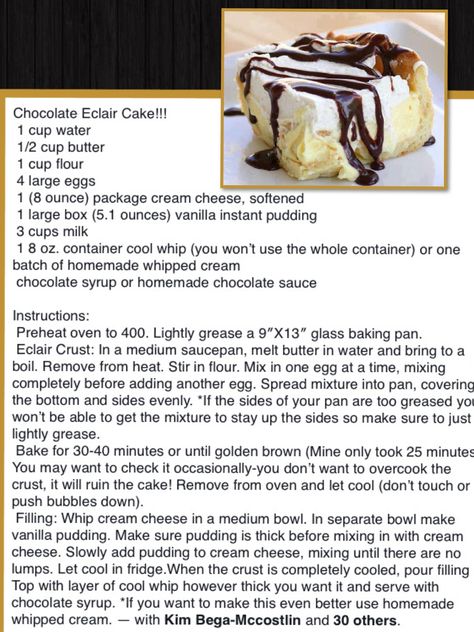 Chocolate Eclair Cake Swig Sugar Cookie Recipe, Chocolate Eclair Cake, Eclair Cake, Chocolate Eclair, Special Occasion Food, Dessert Cookies, Recipe Dessert, Homemade Whipped Cream, Sweets Cake