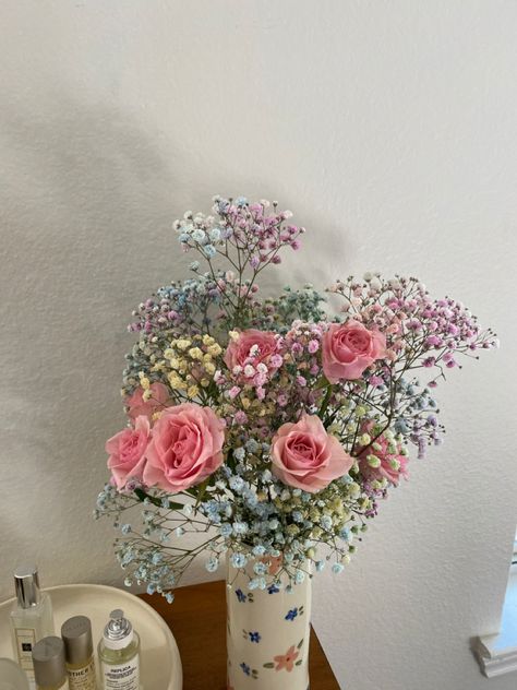 Baby’s Breath Flowers, Naomi Core, Baby Breath, Aesthetic Flowers, Nothing But Flowers, Baby S Breath, Baby Shower Flowers, Painted Vases, Church Ideas