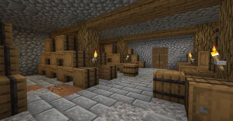 Basement Minecraft, Minecraft Storage Room Ideas, Storage Room Ideas, Minecraft Storage Room, Minecraft Storage, Fall Canvas Painting, Barrel Room, Build Inspiration, Diy Minecraft