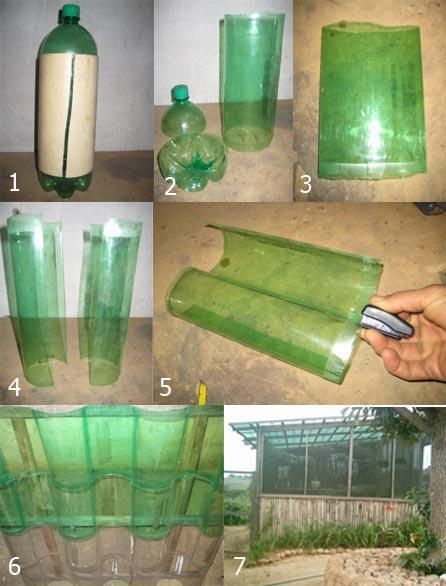 Homesteading / Survivalism    Awesomely creative way of making corrugated roofing from soda bottles for a greenhouse or shed. Reuse Plastic Bottles, Corrugated Roofing, نباتات منزلية, Diy Greenhouse, Plastic Bottle Crafts, Reduce Reuse Recycle, Soda Bottles, Reuse Recycle, Plastic Bottle