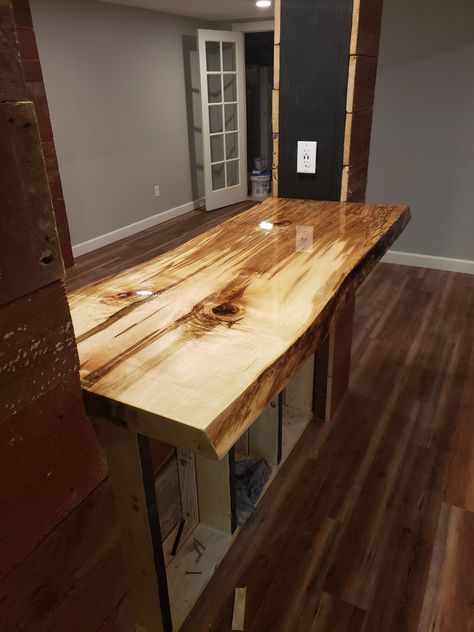 We ship, and deliver custom tops. Are you interested? Contact us thru website! Epoxy Bar Top, L Shape Bar, Maple Bars, Wooden Counter, Custom Top, House Property, Fantasy Homes, Top Ideas, Basement Bar