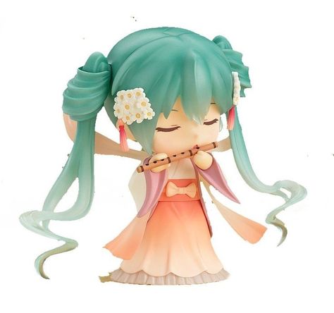 Hatsune Miku Nendoroid, Miku Nendoroid, An Anime, Hatsune Miku, Flowers, Green, Hair, Anime, Pink