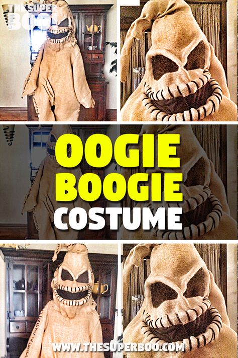 How To Make Oogie Boogie Costume, Homemade Oogie Boogie Costume, Ophir Boogie Costume Diy, Diy Boogie Man Costume, Oogie Boogie Pattern Free, Easy Oogie Boogie Costume, Ophir Boogie Costume, Boogie Man Costume, Diy Oogie Boogie Costume