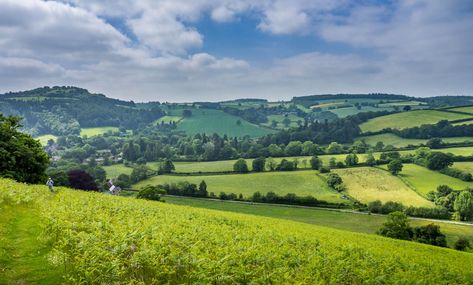 Shropshire Hills - Clun, Bury Ditches & The Shropshire Way English Cottagecore, Village Sky View, Shropshire Hills, Village Aerial View, Cheviot Hills, Uk Countryside, Farm Images, Places In England, Aerial Photos