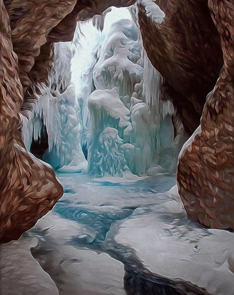 Natural Bridge in Yoho National Park, Canada Painted by Photography Mag Original Photography by : @brovalleystudios British Columbia Winter, Yoho National Park Canada, Most Beautiful Paintings, Maligne Lake, Canada Photography, Yoho National Park, Snow Sculptures, Natural Bridge, British Columbia Canada