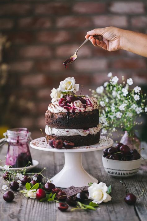 Black Forest Cake - WITHOUT ALCOHOL (6 inch cake) Playful Cooking Schwarzwald Cake, Black Forest Gateau, Call Me Cupcake, Cake Land, Cake Hacks, Torte Cupcake, Boozy Desserts, Black Forest Cake, Mud Cake