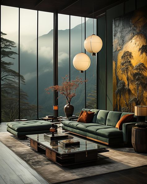 Luxury modern Chinese emerald interior design style concepts for a client ✨🤍 We design luxury spaces for clients worldwide, find out more on our website, link in bio! #interiordesign #interior Neo Modern Interior, Emerald Interior Design, New Chinese Style Interior, Chinese Interior Design Modern, Hillside House Design, Chinese Contemporary Interior, Modern Asian Interior Design, Modern Chinese Home, Emerald Interior