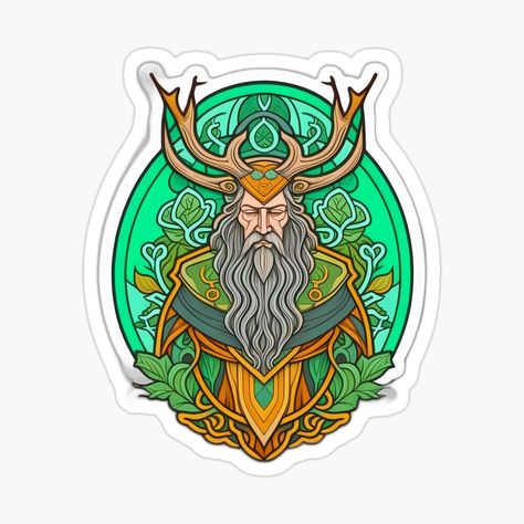 Get my art printed on awesome products. Support me at Redbubble #RBandME: https://www.redbubble.com/i/sticker/Cernunnos-Celtic-God-of-Nature-by-newtotem/154224105.EJUG5?asc=u Cernunnos Art, God Of Nature, Irish Mythology, Celtic Gods, Pagan Rituals, Nature Stickers, Celtic Symbols, My Art, Awesome Products