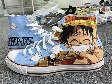 Anime Shoes Hand Painted Shoes One Piece Hand Painted Hightop Canvas Shoes Men Women Gifts Fashion Shoes for Kids/Unisex Adult Shoes Canvas Shoes Men, Canvas Sneakers Men, Painted Shoes Diy, Canvas Sneakers Womens, Painted Canvas Shoes, Custom Painted Shoes, Custom Shoes Diy, Diy Sneakers, Printed Shoes