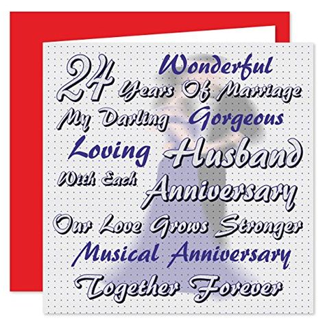 My Husband 24th Wedding Anniversary Card - On Our Musical Anniversary - I Love You - 24 Years - Together Forever Rosi... 24th Wedding Anniversary, 24th Anniversary, Wedding Anniversary Card, Anniversary Greeting Cards, Anniversary Greetings, Wedding Anniversary Cards, Husband Love, Anniversary Card, Together Forever