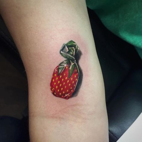 Strawberry Hard Candy tattoo by @haylieerinv at @rebelmusetattoo in Lewisville, TX #haylieerinv #haylieerin #rebelmusetattoo #lewisville… Strawberry Hard Candy, Tattoo Concealer, Candy Tattoo, Strawberry Tattoo, Candy Drawing, Strawberry Candy, Strength Tattoo, Leg Tattoo Men, Hard Candy