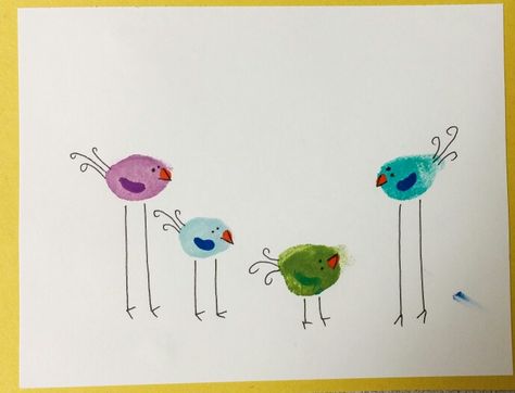 Fingerprint birds preschool art Fingerprint Birds, Thumb Print Art, Birds Preschool, Fingerprint Art Kids, Spring Diy Projects, Fingerprint Cards, Thumbprint Art, Fingerprint Crafts, Art Preschool